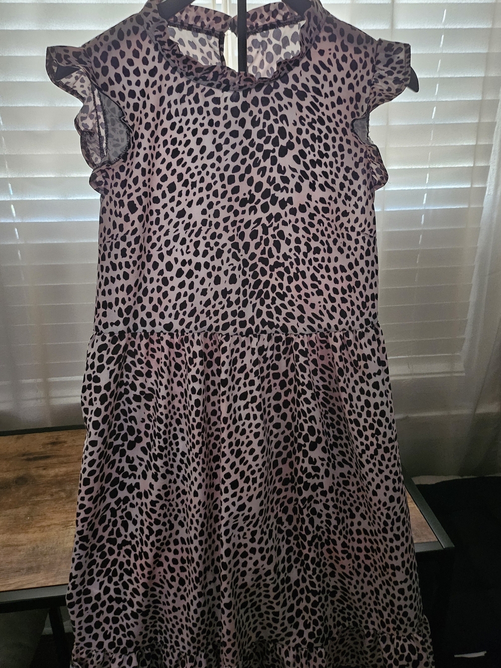 Women's' Leopard Print Ruffle Sleeve Dress